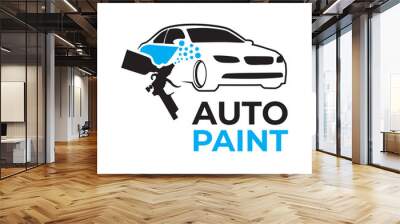 Vector logo of auto repair, airbrushing service Wall mural