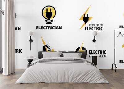 Vector logo of electrician and electronics repair Wall mural