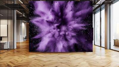 A minimal purple powder explosion background that creates a captivating and unique visual impact. The purple powder spreads out in a beautiful pattern, showing a sense of movement and energy. The mini Wall mural