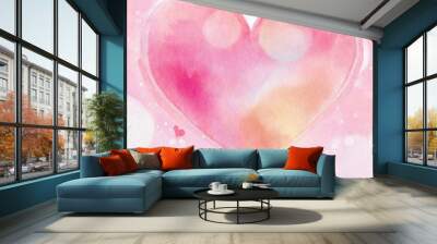 Valentine single heart, watercolor effect, portrait style Wall mural