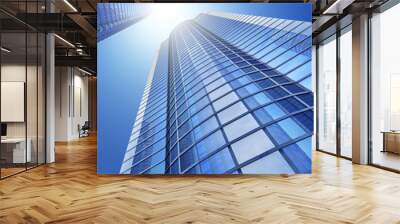 office building on a background of the blue sky Wall mural