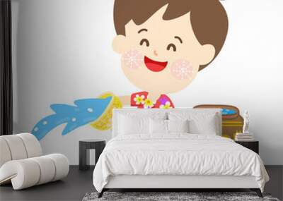 Illustration for Songkran Festival Thailand. Wall mural