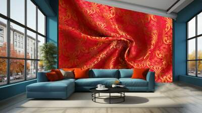 Indian made wedding red silk fabric Wall mural