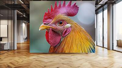 A Vibrant Corn Rooster Showcasing Its Colorful Plumage in a Natural Setting During Daylight Hours Wall mural