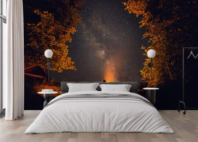 The fire at night Wall mural