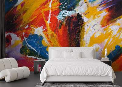 Colorful oil paint brush stroke abstract background texture  design illustration.
 Wall mural