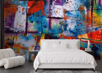 Hand draw digital art painting abstract background. Wall mural