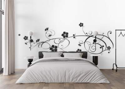 black illustration flora Wall mural