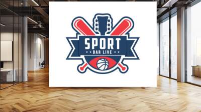 Sport Bar and live music emblem logo design Wall mural