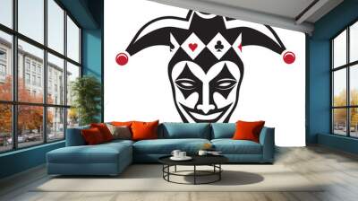 Laughing joker head. Jester. Buffoon. for your design, vector illustration Wall mural