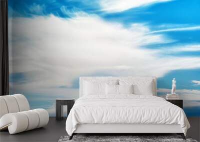 Natural color of winter cold light flat clouds sky aerial panoramic landscape cloudscape view seasonal atmosphere weather environment air travel background wallpaper design pattern Wall mural