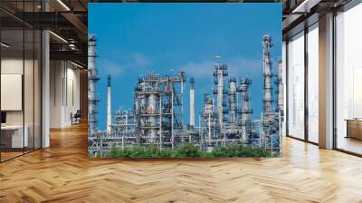 Industrial zone,The equipment of oil refining,Close-up of industrial pipelines of an oil-refinery plant,Detail of oil pipeline with valves in large oil refinery. Wall mural