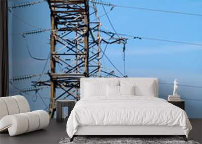 high voltage towers standing in line Wall mural