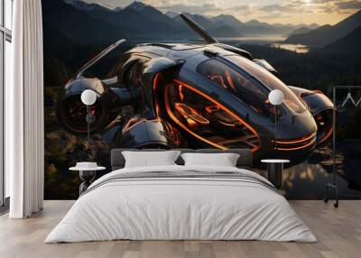 Air Transport. Futuristic transportation concept. Wall mural