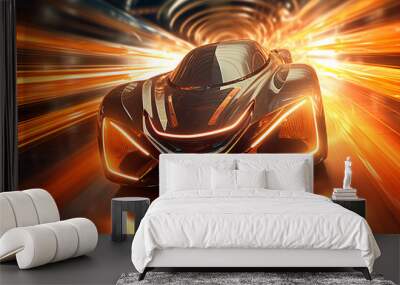 Futuristic car. Autonomous vehicles. Futuristic transport Wall mural