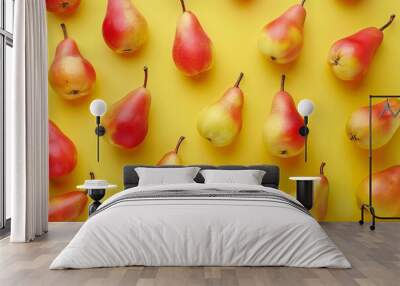 Pear banner. Pear background. Overal plan food photography Wall mural