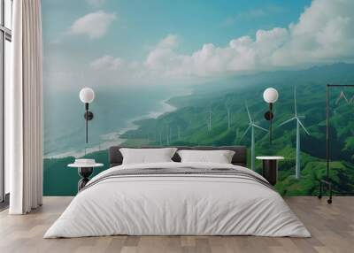 Wind turbines farm Wall mural