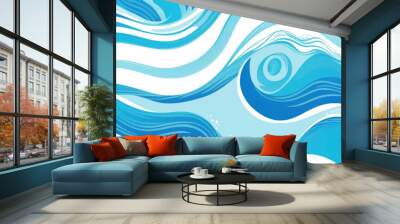 Abstract wavy water ocean background. Abstract ocean splashing waves. Wall mural