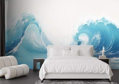 Blue ocean wave background. Blue and white water ocean background. Wall mural