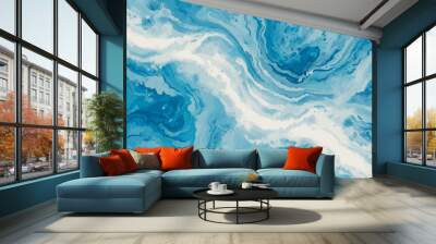 Seamless wave water ocean soft blue curve line background. Water  ocean wave white and soft blue aqua,  Wall mural