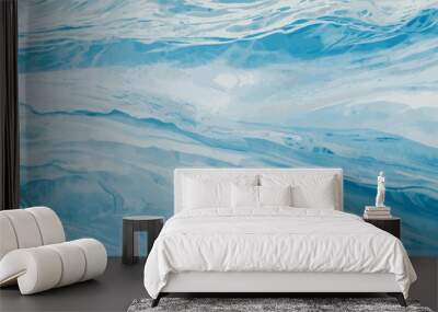 Watercolor surface ocean water wave, seamless blue water ocean wave background. Blue water ocean surfing wave. Wall mural