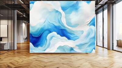 Watercolor surface ocean water wave, seamless blue water ocean wave background. Blue water ocean surfing wave. Wall mural