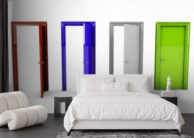 3d rendering of a door standing free on a white floor Wall mural