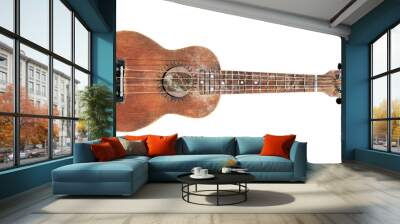 Wooden traditional soprano ukulele 3D render illustration isolated on white background Wall mural