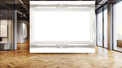 3D white ornate antique picture frame isolated over a transparent background Wall mural