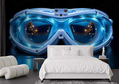 A pair of blue goggles with a light on the side Wall mural