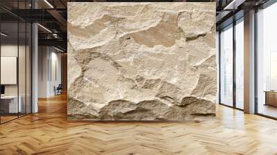 Beige stone grunge background, rock wall with rough texture Wall mural