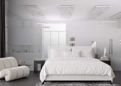 interior of modern white apartment panorama 3d render Wall mural