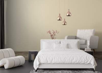 Interior of room with armchair, lamps and coffee table 3d render Wall mural