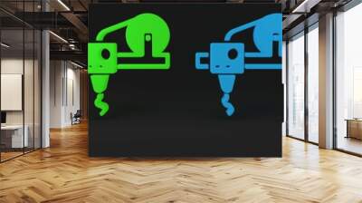 Colorful 3D printer icon isolated on black background. 3d printing. Minimalism concept. 3D render illustration Wall mural