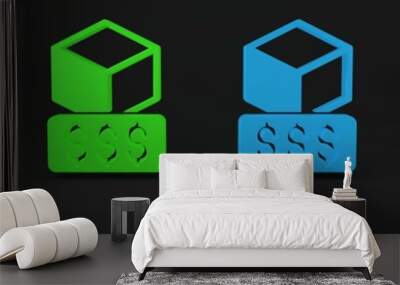 Colorful 3D printer services icon isolated on black background. 3d printing. Minimalism concept. 3D render illustration Wall mural