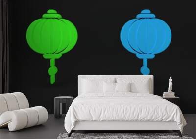 Colorful Chinese paper lantern icon isolated on black background. Minimalism concept. 3D render illustration Wall mural