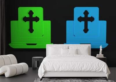 Colorful Cross on the laptop screen icon isolated on black background. Minimalism concept. 3D render illustration Wall mural