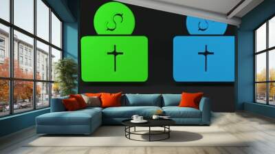 Colorful Donation for church icon isolated on black background. Minimalism concept. 3D render illustration Wall mural