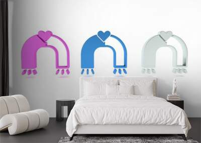 Colorful Love magnet icon isolated on white background. Minimalism concept. 3D render illustration Wall mural