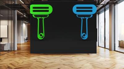 Colorful Shaving razor icon isolated on black background. Minimalism concept. 3D render illustration Wall mural