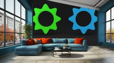 Colorful Sun icon isolated on black background. Summer symbol. Good sunny day. Minimalism concept. 3D render illustration Wall mural