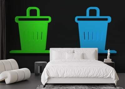 Colorful Trash can icon isolated on black background. Garbage bin sign. Recycle basket icon. Office trash icon. Minimalism concept. 3D render illustration Wall mural