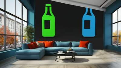 Colorful Wine bottle icon isolated on black background. Minimalism concept. 3D render illustration Wall mural