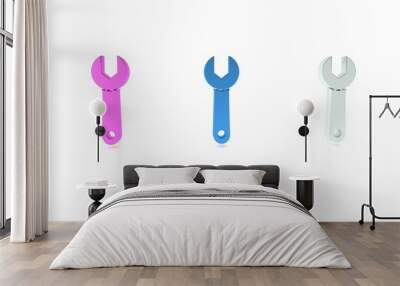 Colorful Wrench spanner icon isolated on white background. Minimalism concept. 3D render illustration Wall mural