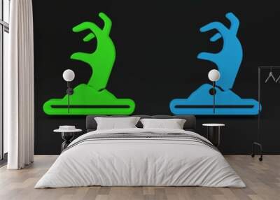 Colorful Zombie hand icon isolated on black background. Arm monster dead. Happy Halloween party. Minimalism concept. 3D render illustration Wall mural