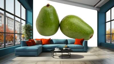  two ripe avocado fruits on a white background Wall mural