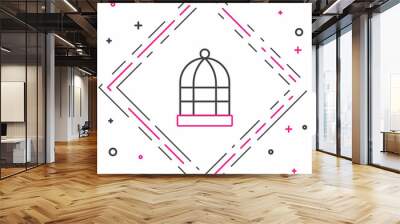 Line Cage for birds icon isolated on white background. Colorful outline concept. Vector Wall mural