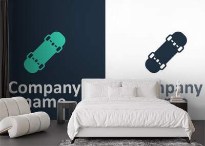 Logotype Skateboard icon isolated on white background. Extreme sport. Sport equipment. Logo design template element. Vector Wall mural