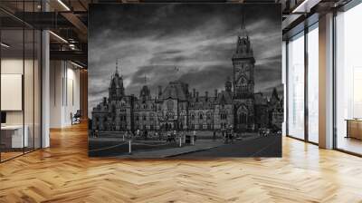 Ottawa evening with fabulous skies - black and white Wall mural