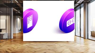 Set Isometric Toilet bowl, Closed door, Electrical outlet and Smart Tv icon. Vector. Wall mural